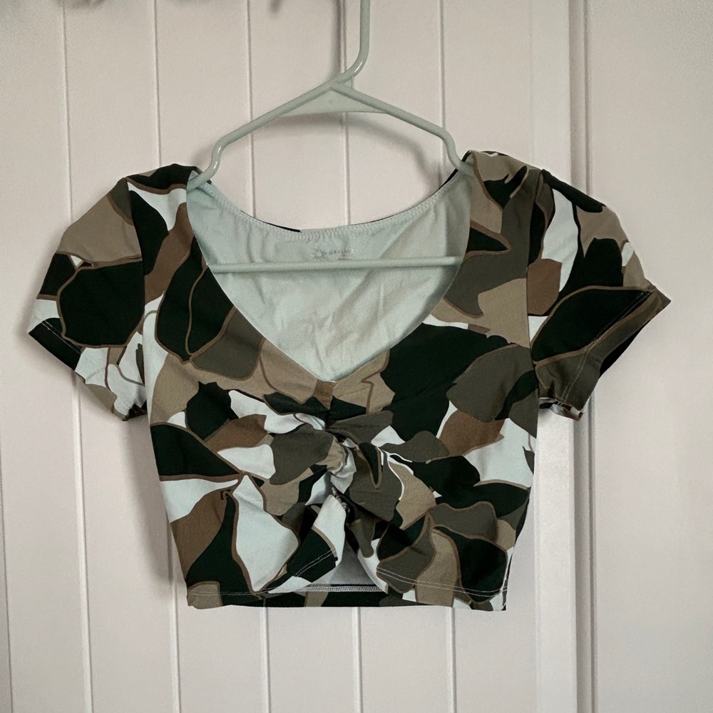 Aerie Camouflage V-Neck Crop Top